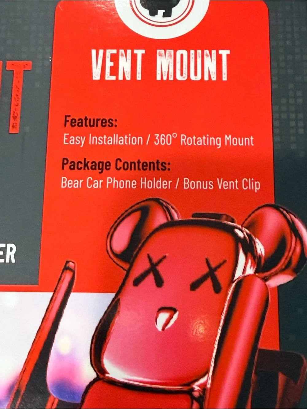 Red Bear Car Phone Holder - Air Vent Mount Clip